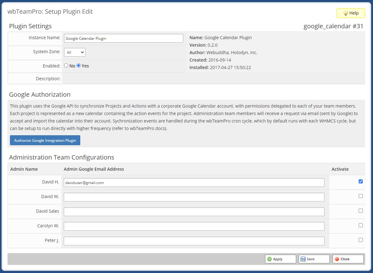 Google Calendar Plugin