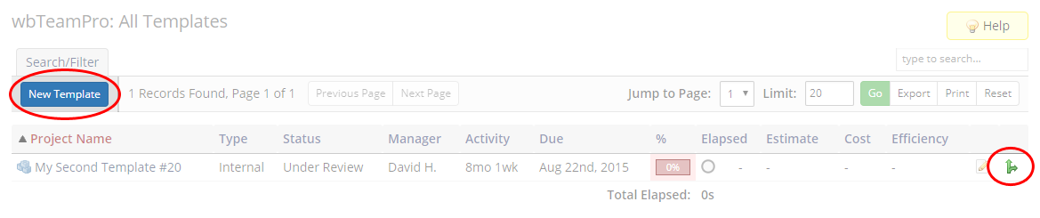 Project Template View Copy