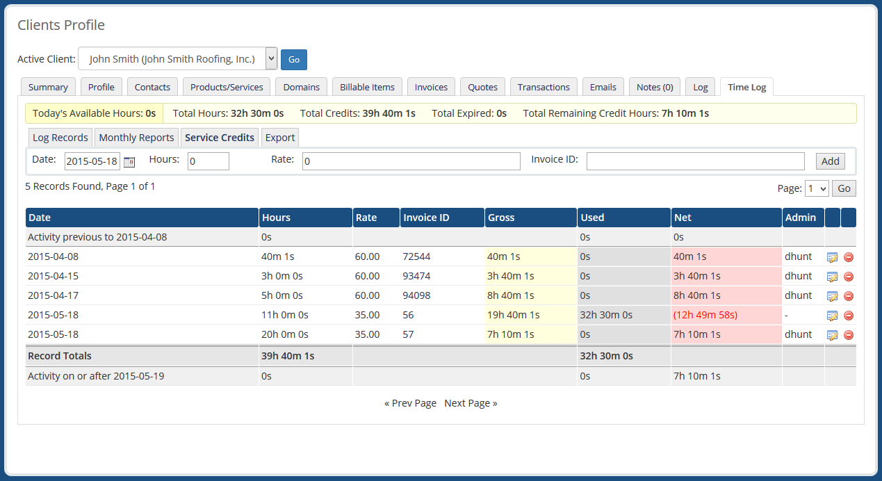 Administrator Client Profile Integration