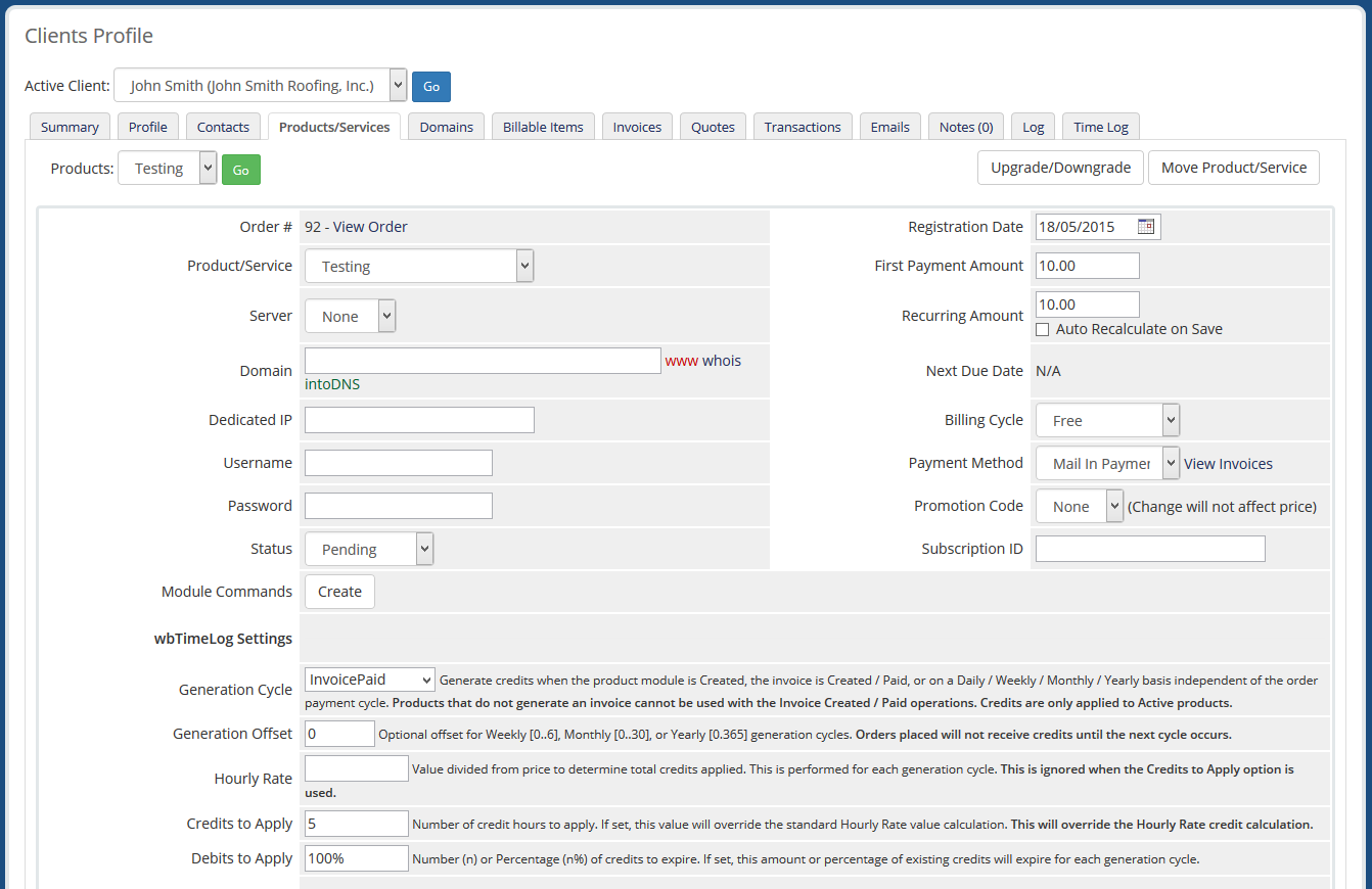 Administrator Client Profile Integration